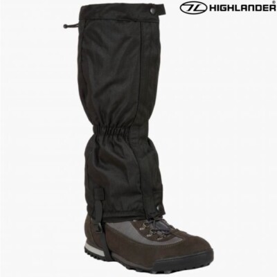 HIGHLANDER WALKING WATERPROOF LEG GAITERS ARMY BLACK HIKING FULL LENGTH GAITORS