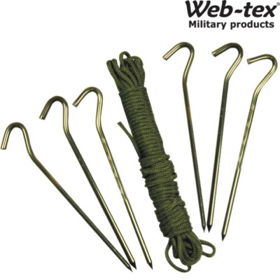 WEB-TEX ULTRALITE SHELTER PEG SET 10M PARACORD BASHA ARMY BIVI