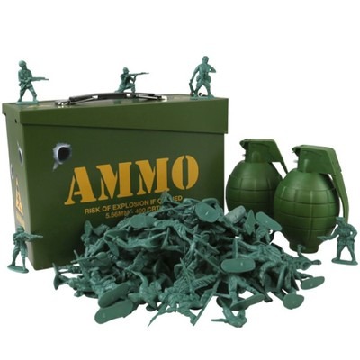 KIDS ARMY AMMO GIFT TIN FULLY LOADED 2 GRENADES TOY SOLDIERS BOYS SOLDIER PLAY