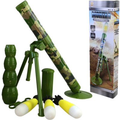 KIDS TOY MORTAR ROCKET LAUNCHER 15ft SNIPER FIRING SOUNDS BOYS ARMY SOLDIER PLAY