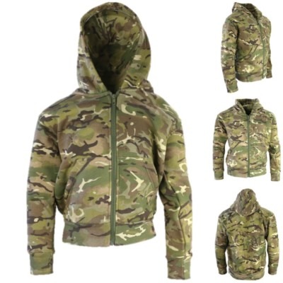 BOYS ARMY ZIP HOODIE JACKET FLEECE LINED TOP KIDS AGE 3-13 COSTUME BTP CAMO