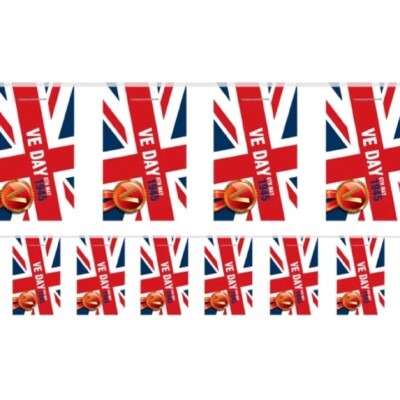 ARMY VE DAY UNION JACK FLAG PAPER BUNTING 2.4m VICTORY IN EUROPE DECOR 8th MAY