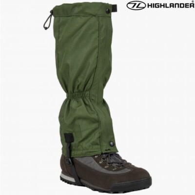 HIGHLANDER WALKING WATERPROOF LEG GAITERS ARMY GREEN HIKING FULL LENGTH GAITORS