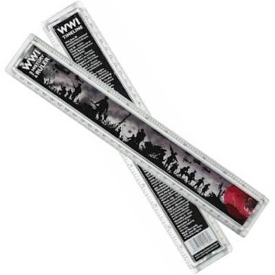 KIDS ARMY WW1 30cm PLASTIC RULER with WW1 HISTORY TIMELINE 1914-1919 MILITARY