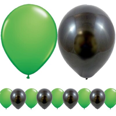 10pk Army Green & Black Latex Balloons 12" Boys Military Theme Party Decorations