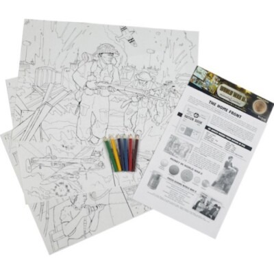 KIDS ARMY WW2 EDUCATIONAL COLOURING PACK MILITARY A3 POSTERS ACTIVITY SHEETS