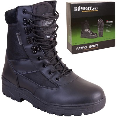 Black Army Cadet Boots 1/2 Leather Combat Patrol Military Work Security Boy Mens
