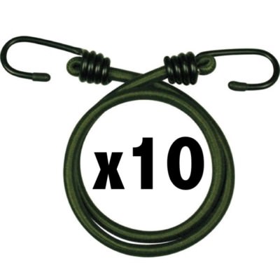 GREEN MILITARY BUNGEES x10 30 INCH ARMY CADET RECRUIT ELASTIC CORD BASHA TENT