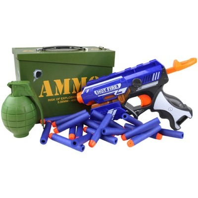 KIDS ARMY BLAZE STORM PLAY SET AMMO TIN PISTOL TOY GUN GRENADE BOYS SOLDIER
