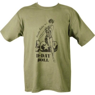 D-Day Doll T-Shirt 100% COTTON BOMBER BABE BRITISH US ARMY WW2 80th Anniversary