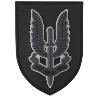 SAS PATCH WHO DARES WINS 5.2cm x 7.5cm HOOK & LOOP BADGE BRITISH ARMY SERVICE