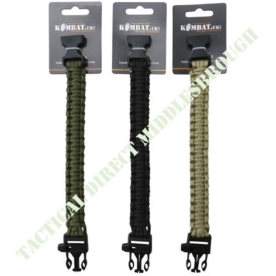 PARA CORD SURVIVAL WRIST BAND EMERGENCY WHISTLE MILITARY BRITISH ARMY BRACELET