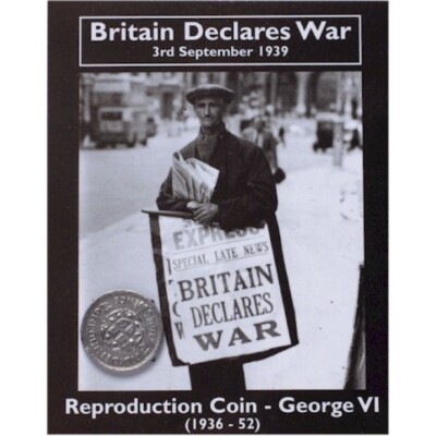 BRITAIN DECLARES WAR SILVER THREEPENCE COIN GEORGE VI 1936-1952 WW2 COLLECTORS