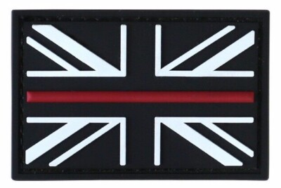 RED LINE UNION JACK PATCH UK FIREFIGHTER FIRE SERVICE  HOOK & LOOP BADGE