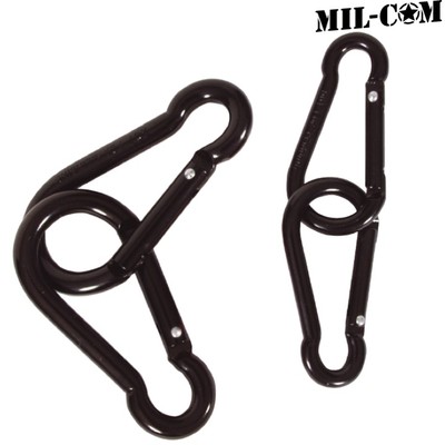 MIL-COM CARABINA 6MM 8MM PAIR SPRING LOADED MOLLE UTILITY CLIP CARABINER ARMY