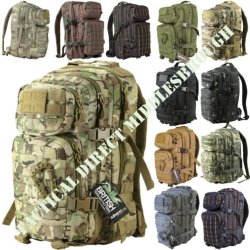 28L Molle Assault Pack Army Cadet Rucksack 3 Tier Daysack Bag MTP SAS BLACK CAMO