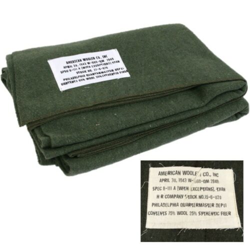 WW2 US Army Replica Wool Blanket American Military Repro Bedding Sheet Camping