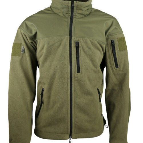 DEFENDER TACTICAL FLEECE JACKET MENS S-3XL ZIP HEAVYWEIGHT THERMAL FLEECE GREEN