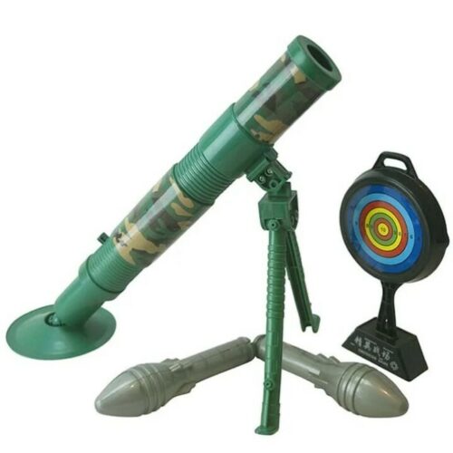 KIDS MINI TOY MORTAR ROCKET LAUNCHER SNIPER FIRING TARGET BOYS ARMY SOLDIER