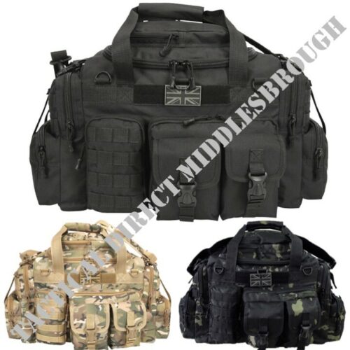 ARMY CAMO SAXON HOLDALL BAG 50 LITRE WEEKEND TRAVEL CADET BAG MTP BTP BLACK CAMO