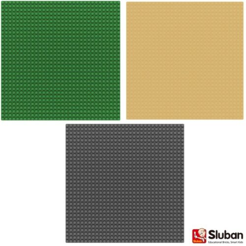 SLUBAN BASE PLATE BUILDING BRICKS TOY SLUBAN ARMY POLICE GREEN SAND GREY