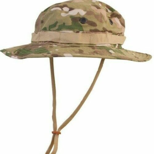 MENS ARMY UTP CAMOUFLAGE BOONIE BUSH HAT CHINSTRAP RIPSTOP COTTON FISHING (B7)