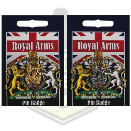 BRITISH ROYAL ARMS LION ON CROWN PIN BADGE MENS KIDS GIFT COAT OF ARMS PATRIOTIC