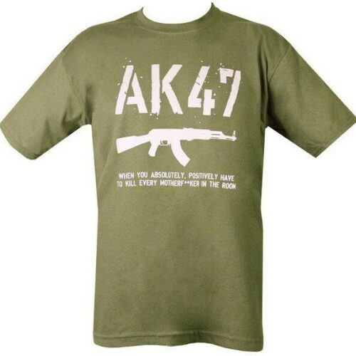 Mens AK47 Sniper T-Shirt Rifle Russian Army Gun 100% Cotton Airsoft Funny GREEN