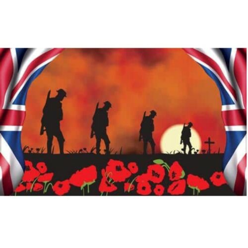 LEST WE FORGET FLAG 5x3ft 3x2ft MILITARY BRITISH ARMY REMEMBRANCE DAY SUPPORT