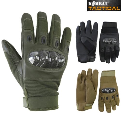 PREDATOR TACTICAL GLOVES CARBON KNUCKLE LEATHER PALM COMBAT BIKERS AIRSOFT