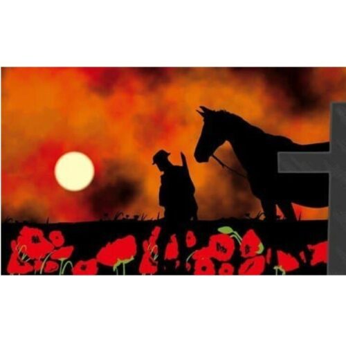 LEST WE FORGET FLAG 5x3ft 3x2ft MILITARY BRITISH ARMY REMEMBRANCE WW1 WAR HORSE