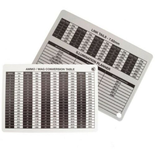 Military Ammo Mag Table A6 Plastic Card Double Side Army Fieldcraft Aid Memoire