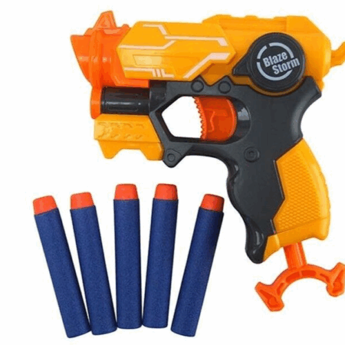 Kids Blaze Storm Orange Pistol Gun INCLUDES 5 Foam Bullet Darts ARMY BOYS