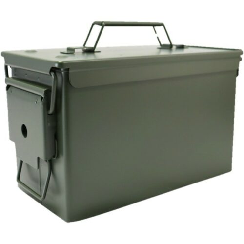 Military Style 50 CAL AMMO BOX Army Green METAL STORAGE CONTAINER TOOL BOX TIN