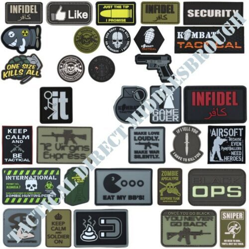 Army Tactical Morale Patch Hook & Loop Rubber Badge Funny Paintballing Zombie UK
