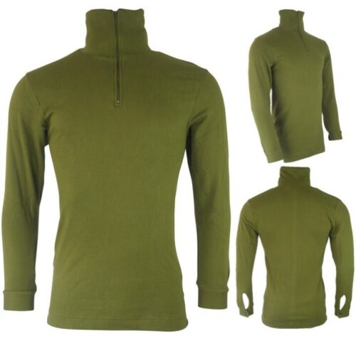 British Army Style Norwegian Shirt Thermal Top Mens Green Cold Weather Jumper