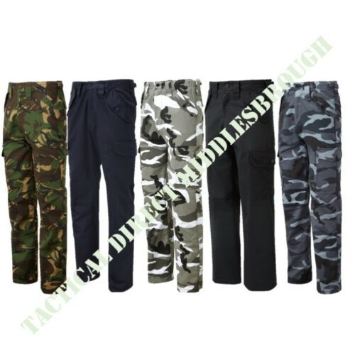 BLUE CASTLE MENS ARMY COMBAT TROUSERS 28-44 CARGO PANTS WORKWEAR Black DPM CAMO