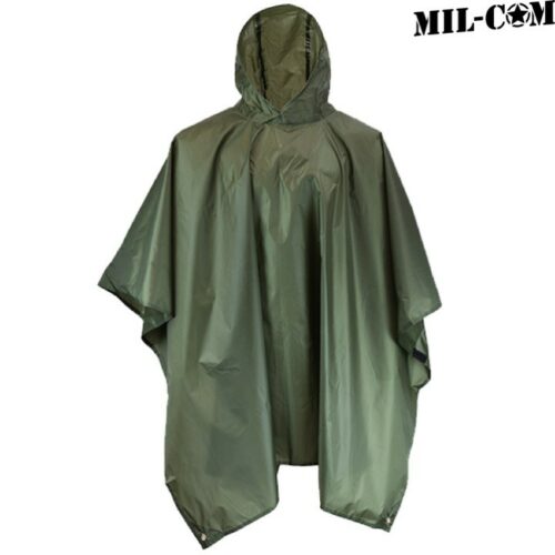 Mil-Com Waterproof Ripstop Poncho Hooded Festival Rain Coat Army Camo Shelter
