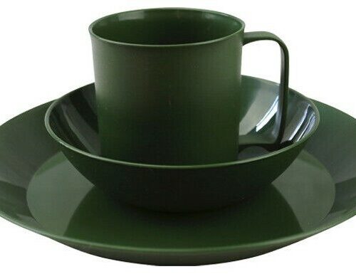 Camping Plastic PLATE BOWL OR CUP ARMY GREEN DURABLE CADET TRAVEL TABLEWARE