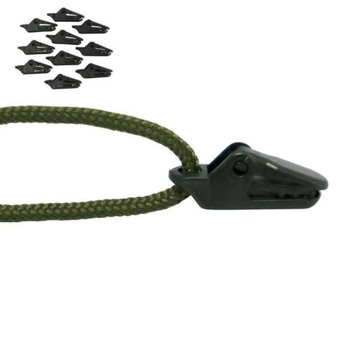 10pk Paracord Clips Locking Snap Clips 3mm Cord Hole Black Utility Clip