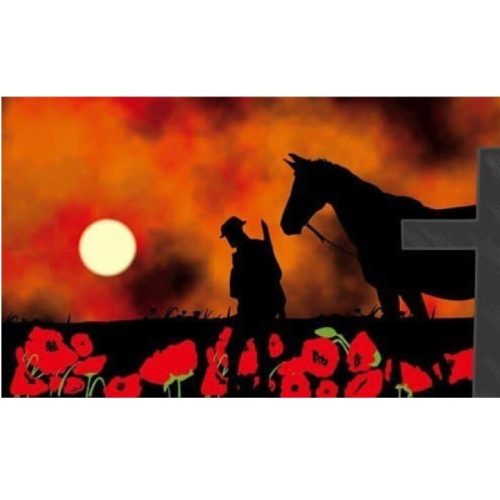 LEST WE FORGET FLAG 5x3ft 3x2ft MILITARY BRITISH ARMY REMEMBRANCE WW1 WAR HORSE