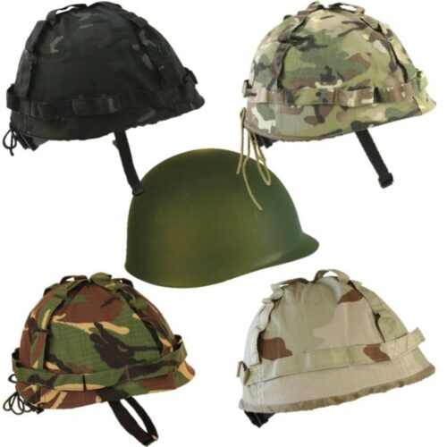 KIDS ARMY HELMET + COVER US M1 REPLICA COMBAT HAT BOYS CAMO WW1 WW2 DRESS UP