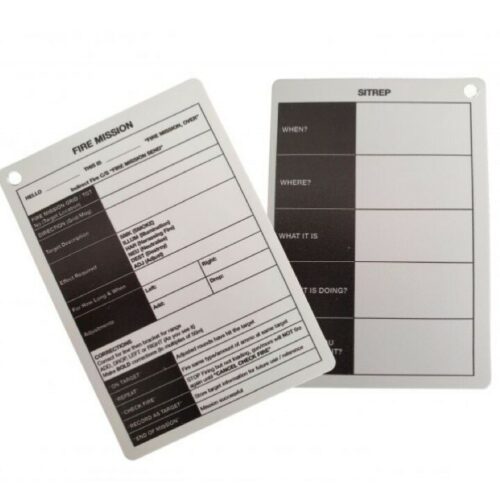Military Fire Mission A6 Plastic Card Double Side Army Fieldcraft Aid Memoire