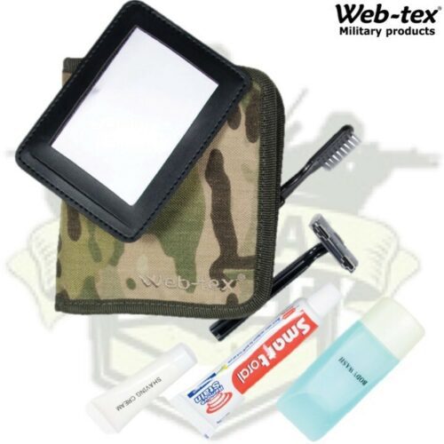 BRITISH ARMY CADET WASH KIT MIRROR SHAVING TOOTHBRUSH FIELDCRAFT HYGIENE CAMO
