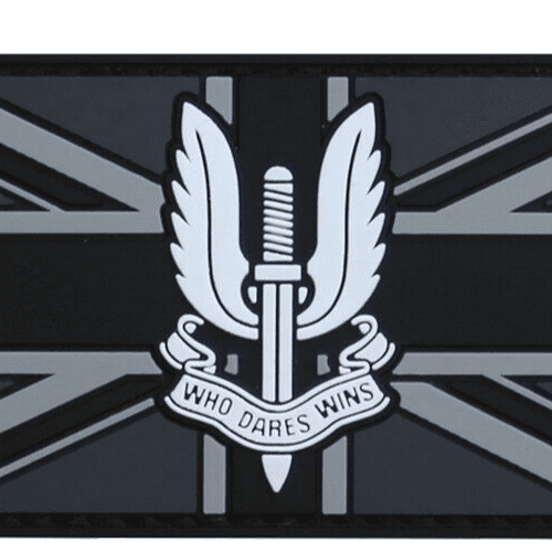 SAS 3D Rubber Patch Union Jack Who Dares Wins Morale Badge British Army Regiment