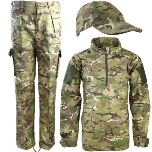 Boys Army Trooper Soldier Outfit KIDS 3-13 TROUSERS CAP UBAC Shirt Top BTP CAMO