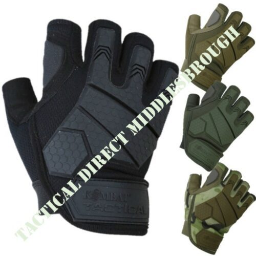 Mens Alpha Fingerless Gloves Tactical Rubber Knuckle Micro Fibre Army Airsoft