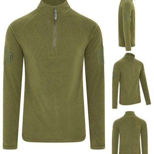 Alpha Mid-Layer Thermal Fleece 1/4 Zip Top MENS S-3XL ARMY UNDERSHIRT Green