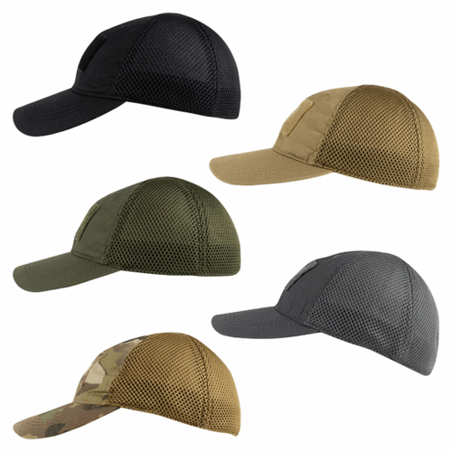 VIPER TACTICAL FLEXI FIT MESH CAP ARMY BASEBALL HAT MESH RIPSTOP CAMO BLACK