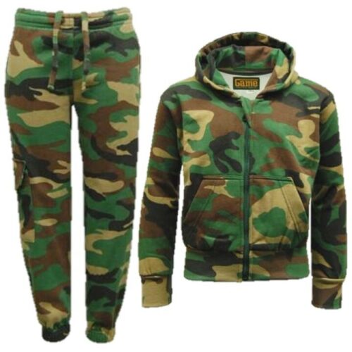 KIDS CAMOUFLAGE TRACKSUIT BOYS GAME DPM CAMO ZIP HOODIE JACKET JOGGERS TROUSERS